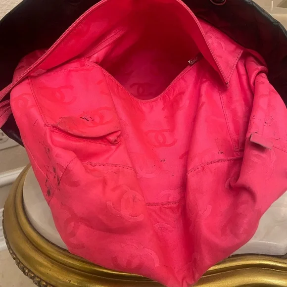 ❤️TRADED❤️Chanel Black cambon shopper tote pink silver dyed painted - Picture 10 of 13